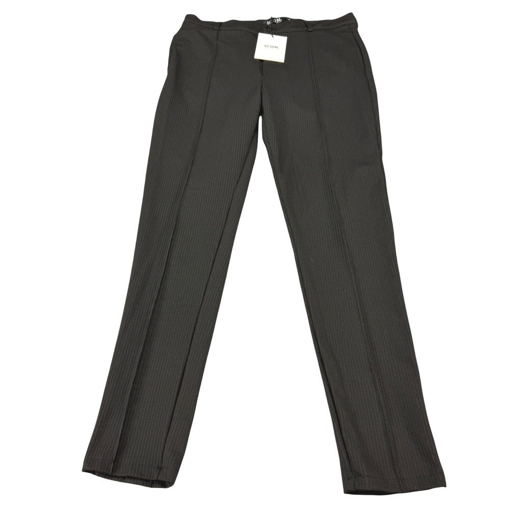 Icon Amsterdam The Amari Trousers Black XXL Slim Fit Pinstripe Stretch Pants NEW